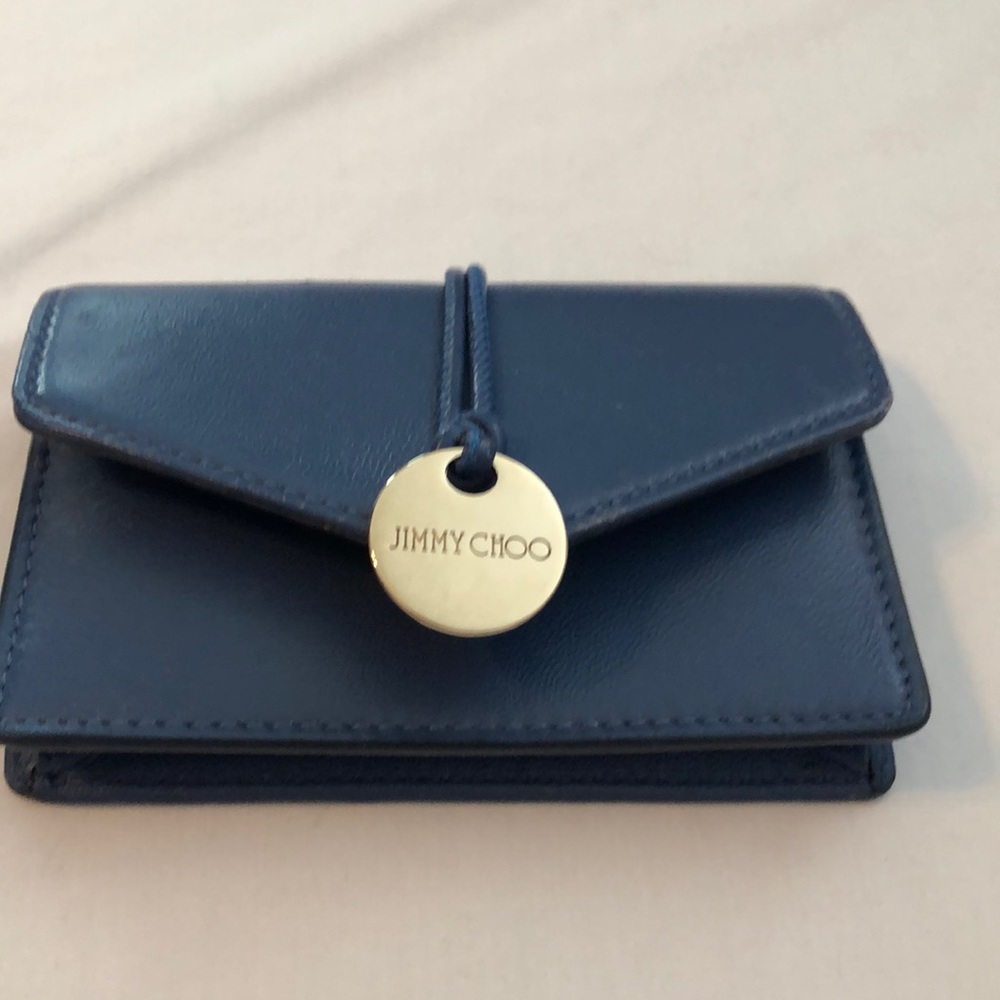 LNC Jimmy Choo 💙Blue Leather Card Holder Authentic 💯